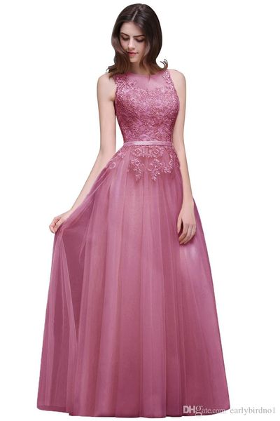 

dusty pink lace appliqued prom dresses in stock vintage long formal evening gown real pictures party bridesmaid dress cps494, Black