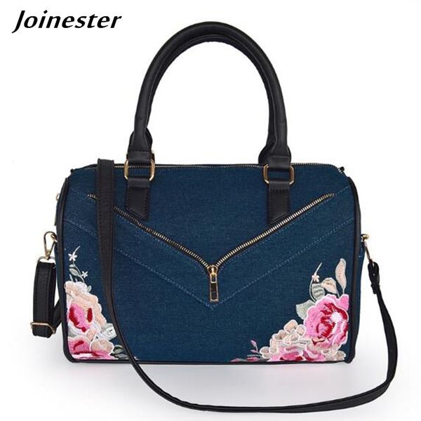 

denim bags for women shoulder bag casual handbags and purses ladies messenger bags retro embroidery woman hand clutch bag