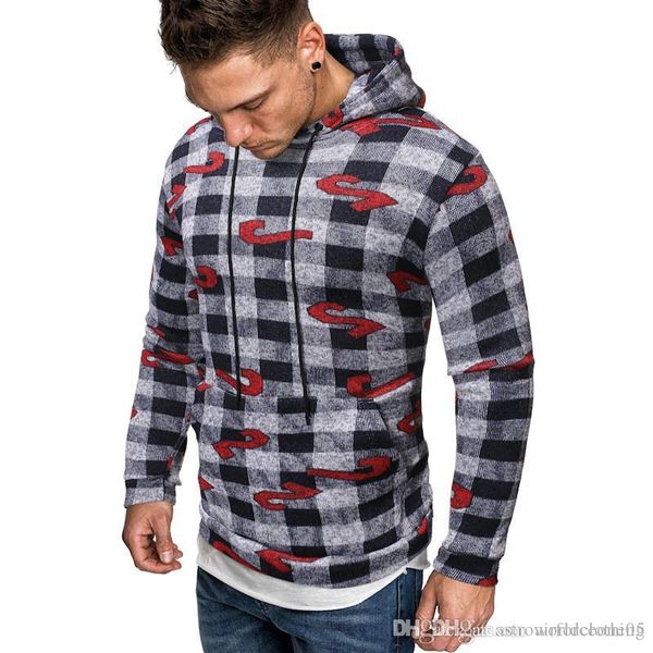

designer plaid pattern mens hoodies hiphop street styles casual clothes spring autumn long sleeve homme hoodies, Black