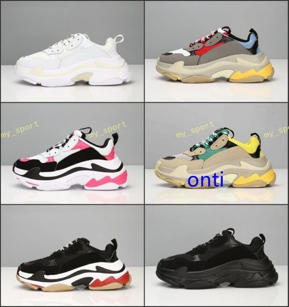 

горячие !! 2019 fashion paris 17fw triple-s sneaker тройной s повседневные папа обувь для мужчин в женщин бежевый ceahp спорта дизайнер разм, Black