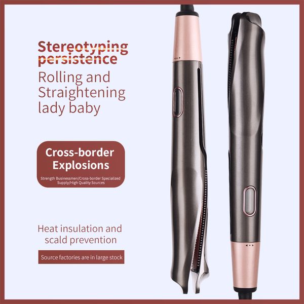 

dhl hair tools 2 in 1 straighten curl and wave unique twisted plates for easy curling and straightening curl and straight confirdence, Black
