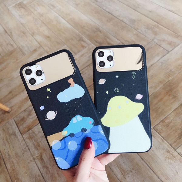 

for iphone 11 pro phone case xs max xr starry sky 6 7 8 x plus makeup mirror silicone soft cell phone cases
