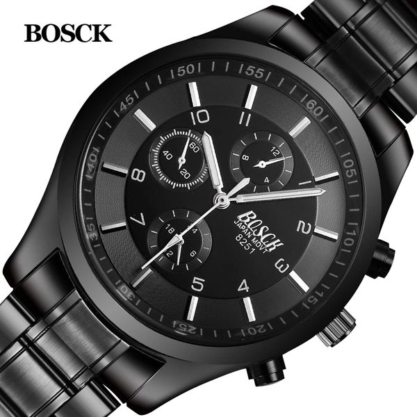 

bosck men watch sports stainless steel hardlex new with tags wristwatch mens fashion casual reloj hombre male quartz-watch 2019, Slivery;brown