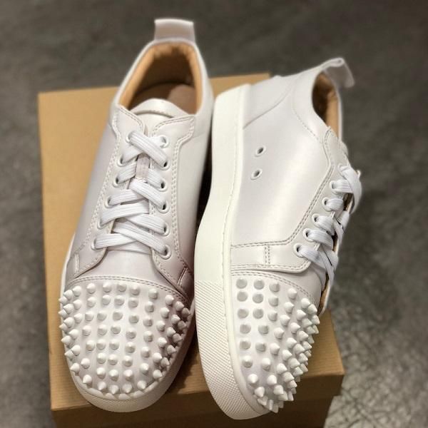 

newss sneaker studded spikes men womens trainers red bottom shoes grey new designer brand flats 100% genuine leather, Black