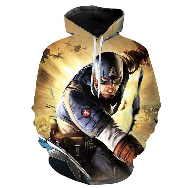 

4 эндшпиль мужская толстовка капитан сша 3d печать толстовка толстовка уличная ролевая игра костюм, Black