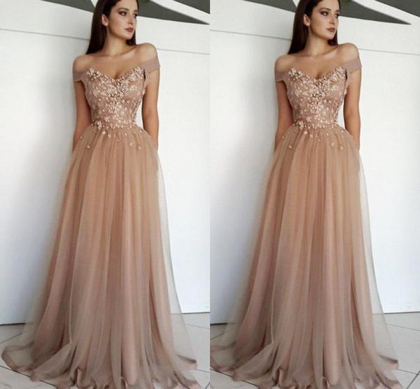 

2019 new champagne off the shoulder sequins prom dresses short sleeves tulle satin formal dresses evening wear party gowns bc0729, Black