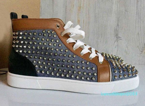 

designer spikes studded spikes casual flats red bottom luxury shoes new for men and women party designer sneakers lovers genuine c14, Black