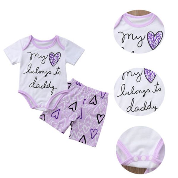 

2PCS Baby Girl Clothes Romper Jumpsuit Bodysuit+Pants Shorts Outfit Set
