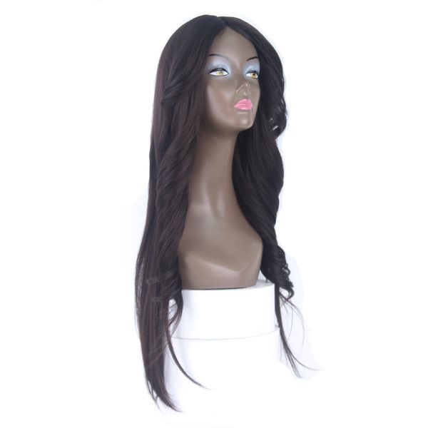 

long loose wave straight brown wigs with bangs 26inch glueless heat resistant synthetic wigs for black women