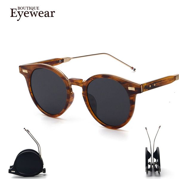 

boutique vintage women round folding sunglasses retro men alloy frame glasses oclulos de sol, White;black