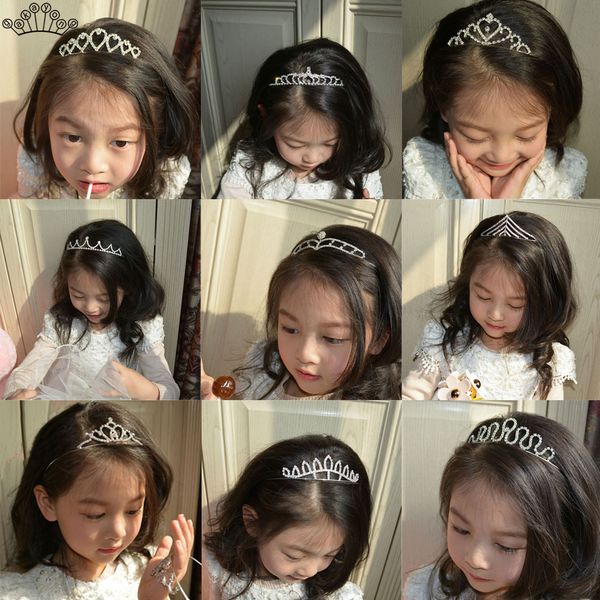 

beautiful princess tiaras and crown girl flower hair jewelry bridal wedding crowns hair accessories kids bridesmaid headband, Golden;white