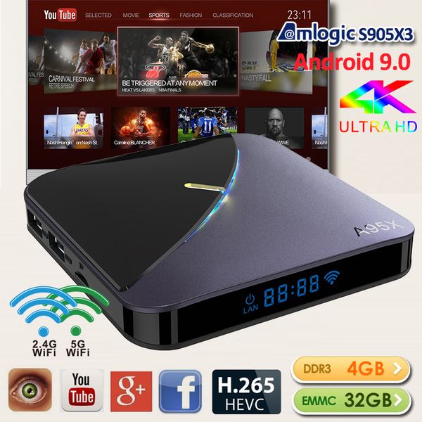 

android tv box a95xf3 amlogic s905x3 quad-core smart tv box with mobile phone remote 4+32gb support 4k smart television 2.4g wifi bluetooth