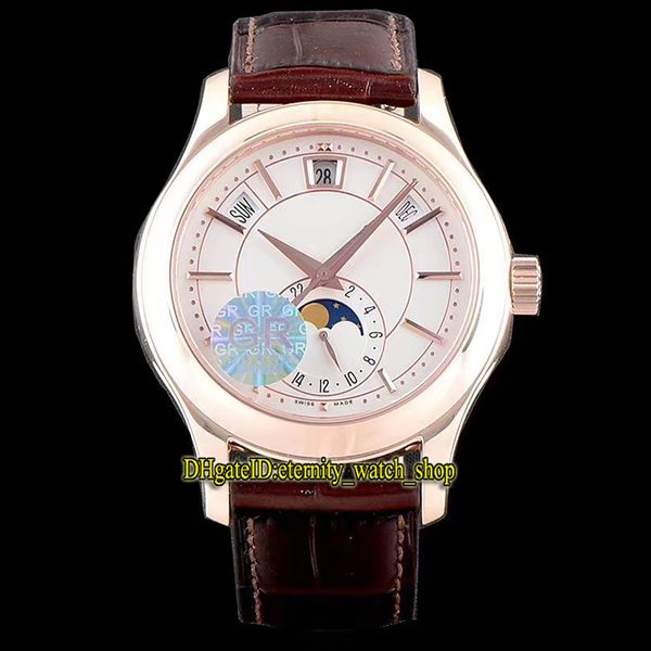 

gr осложнения годовой календарь 5205r-001 калибр 324 s qalu 24h / 206 автоматический белый циферблат мужские часы moon phase rose gold дизай, Slivery;brown