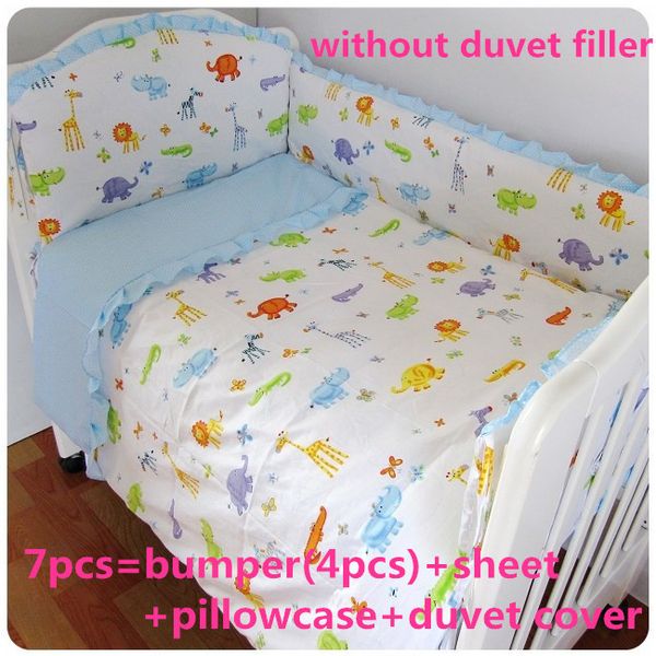

promotion 6/7pcs baby bedding set for crib newborn baby bed linens for girl boy cartoon ,120*60/120*70cm