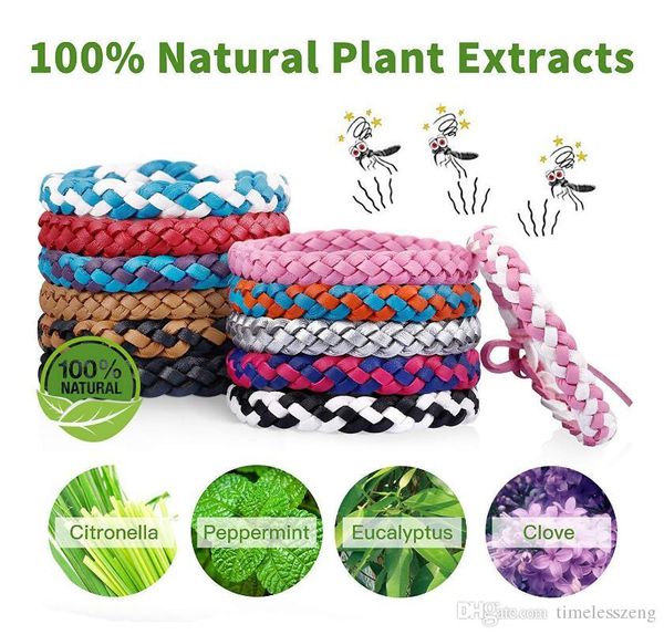 

комаров браслет эластичный кожа woven hand браслет от насекомых группа bug насекомых защита браслеты борьба с вредителями