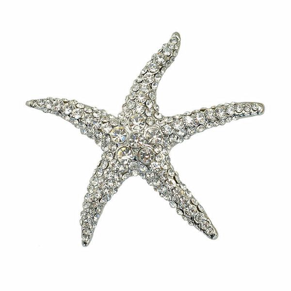 

exquisite starfish brooch rhinestone set brooch white k golden brooch, Gray