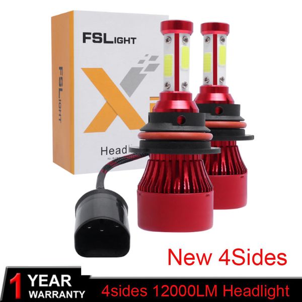 

2pcs авто h4 h7 светодиодные фары 6500k 12000lm 12v h1 h11 cob лампы привет lo луч 2/4 диоды белые автомобили near дальний свет