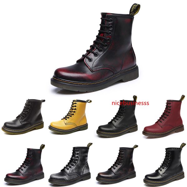 

discount non-brand fashion designer ankle boots men women wineter martin boots wipe wine red paint black motorcycle boots 35-44 style 2