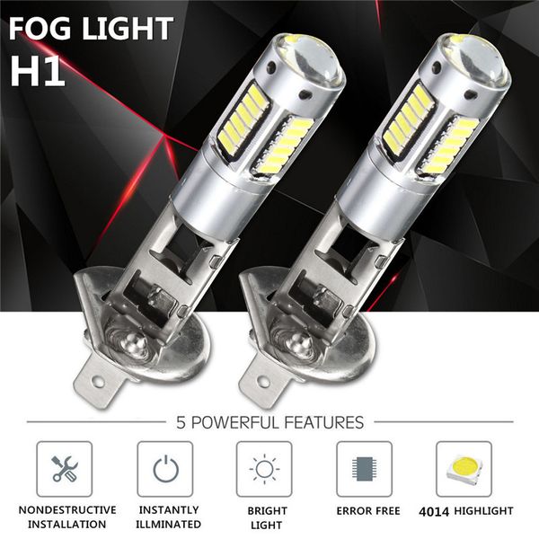 

2pcs 4014 led auto car light led headlights h27 880 881 h1 h3 headlamp bulb fog light 6000k 12v car styling