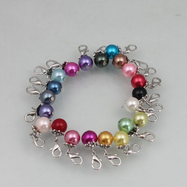 

12pcs colorful pearl birthstone charms for necklace bracelet jewelry making floating handcraft beads charm for diy jewelry, Bronze;silver