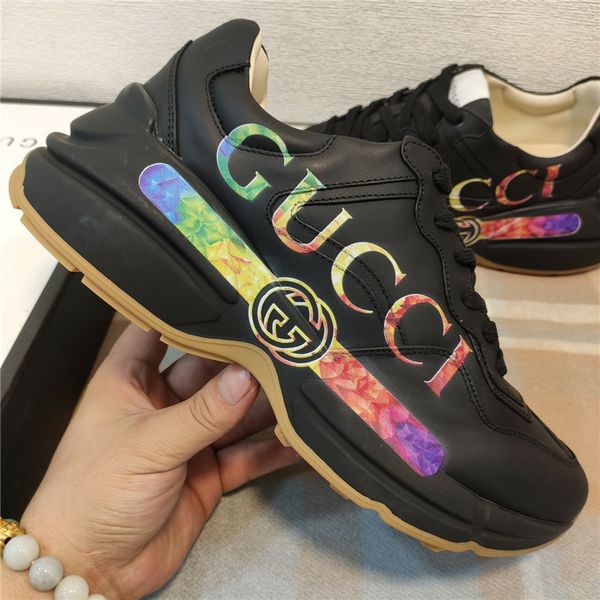 

Новый 2019Mems и Женщины Ритон кожи кроссовки 528892 Ivory кожа с марочной Резиновой подошвой Моды классического трендом Size35-45