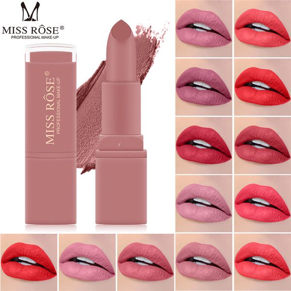 

miss rose 12 multi-color lipstick matte makeup long lasting waterproof easy to wear lips make up cosmetic tool beauty adhesion
