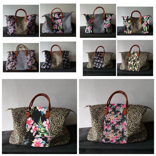 

check leopard handbag plaid printing bags large capacity travel tote with pu handle sports outdoor yoga totes storage maternity bags rra2601