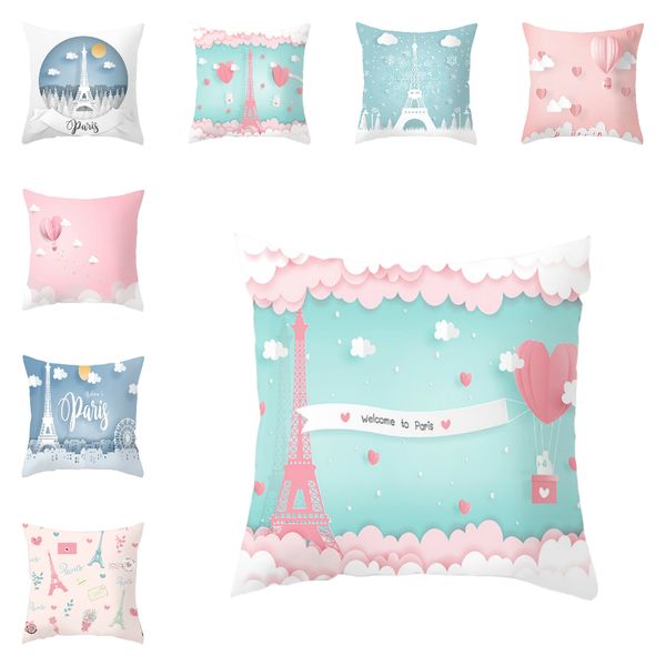 

lychee valentine's day romantic paris tower printed cushion case peachskin 45x45cm cushion cover for bedroom home office