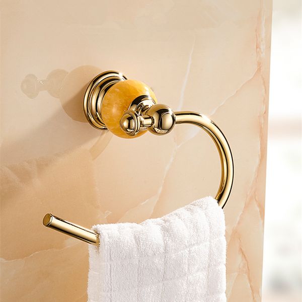 

bathroom golden towel ring with jade base brass copper towel rack bathroom accessories products towel holder bar