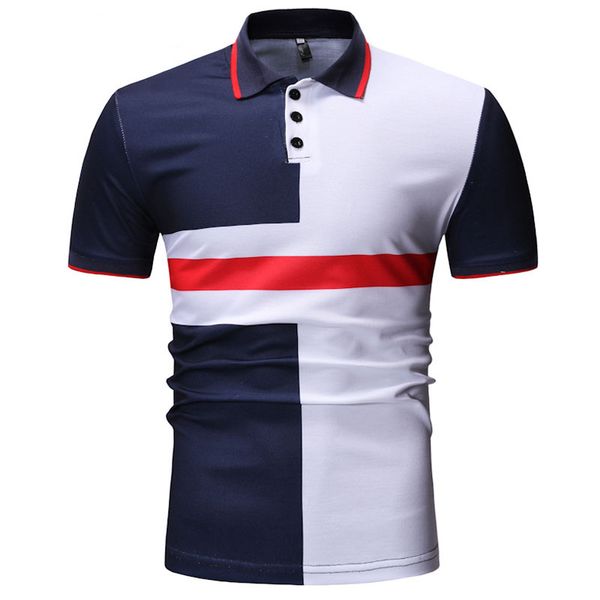 

summer polos men business casual breathable fashion contrast color camisa polo summer short-sleeve casual shirts, White;black