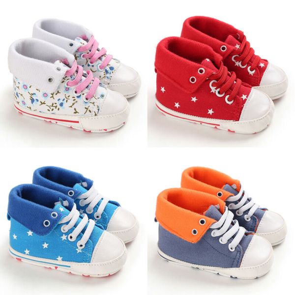 

новорожденный мальчик девочка холст детская кроватка обувь мягкая подошва prewalker противоскользящие кроссовки детские повседневная обувь, Black