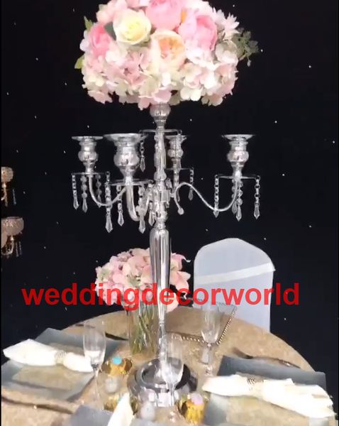 Novo estilo Alto pilar de casamento carrinho de flores, peças centrais do vaso de metal de prata para a decoração do corredor 151