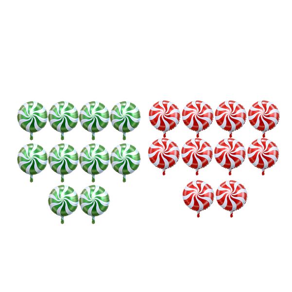 

20 pieces foil round candy lollipop balloon birthday party decor red & green