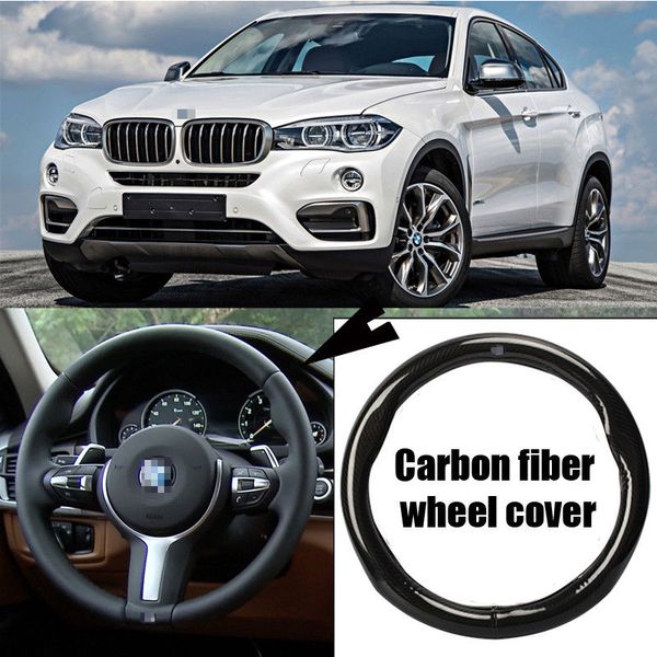 

for bmw x6 x5 car black carbon fiber leather steering wheel cover sport racing