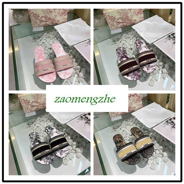 

new slippers summer luxury woman beach alphabet slippers designer sandals knitted cloth embroidery woman shoes, Black