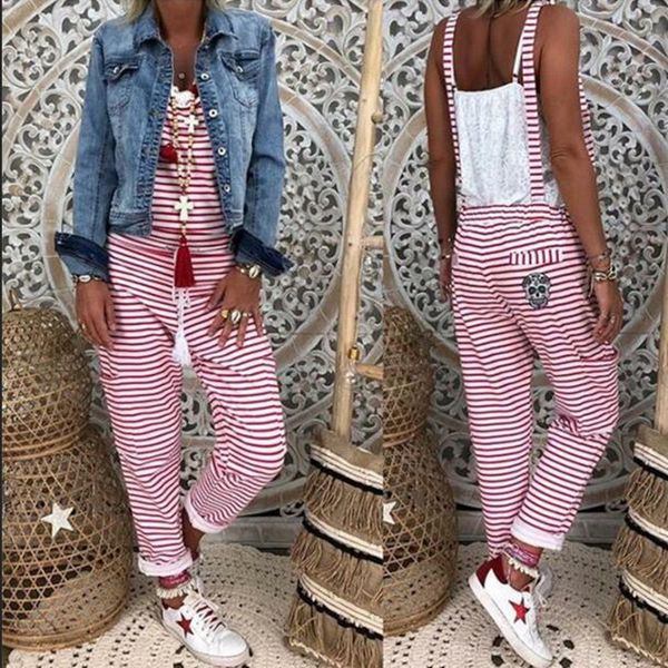 

women jumpsuits rompers for women striped women jumpsuit overalls sleeveless summer jumpsuit loose baggy bib pants rompers good quality, Black;white