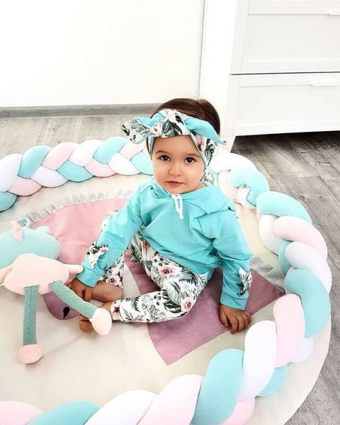 

toddler kid baby girl long sleeves pants trousers casual clothes outfit set, White