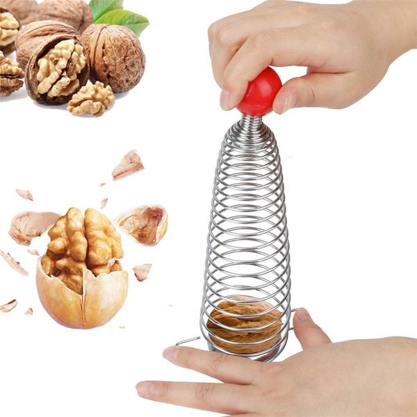 Os mais recentes 1pc criativa aço inoxidável Nut Sheller Primavera Nutcracker Abrir Walnut Artefato Primavera Clipe macadâmia Cracker descascador