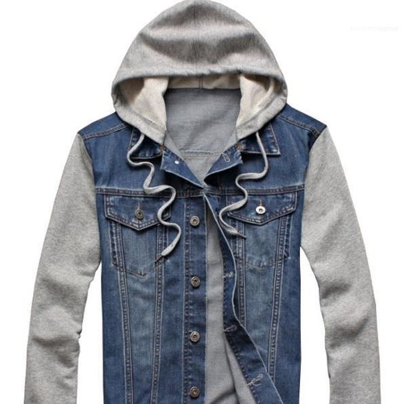 

sleeve patchwork color detachable coats fashion single breasted male clothing mens spring designer jacket hooded long, Black;brown