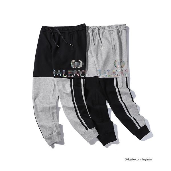 

mens womens designer sport pants gray black patchwork color trousers spring autumn active full length pants new fashion, Black;white