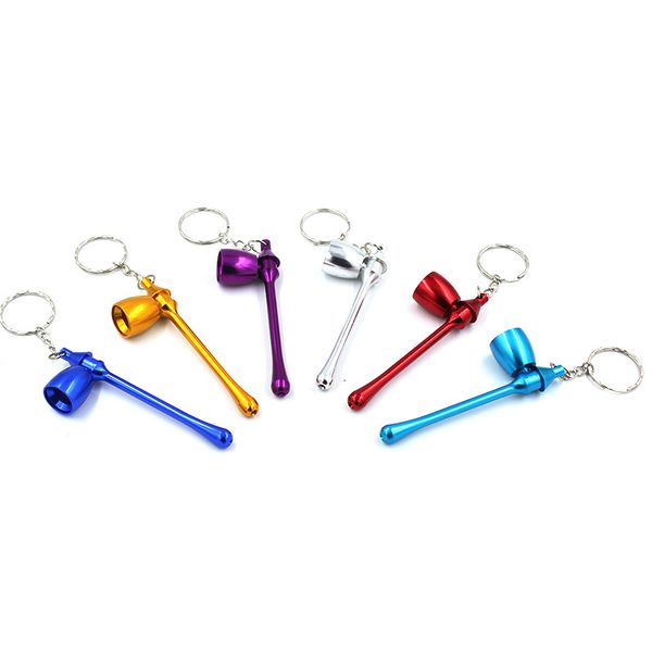 

metal pipe mushroom keychain key chain portable long mini key ring, Silver