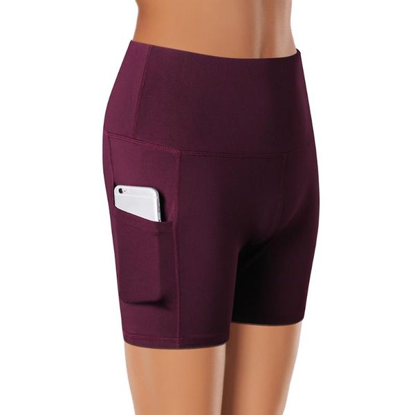

new women fitness running shorts high waist yoga shorts tummy control workout running athletic yoga with pocket, White;red