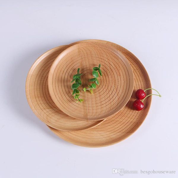 

home kitchen anti slip beech plate black walnut dishes safety heathy wood food bread snack round trays fruit vegetable cake pizza bh1617 tqq