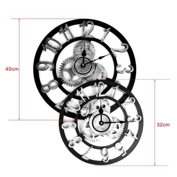 Vintage römische Uhr Retro europäische Zahnradwanduhr europäische Steampunk-Zahnradwandhauptdekoration modernes Design 3D-Wanduhr 2019 Y200110