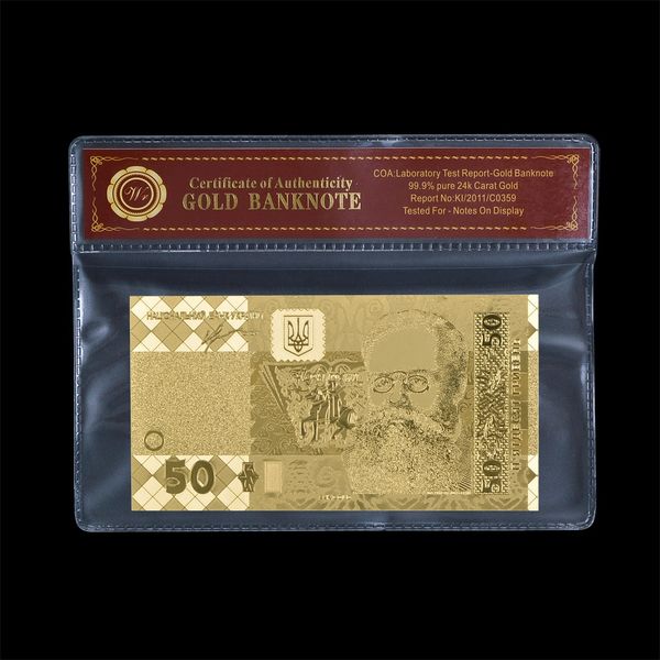 

ukraine paper money uah 50 metal gold foil plated banknote ukrainian currency gifts for collection and decoration