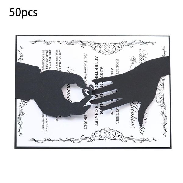 

50pcs wedding invitation cards kits with envelopes laser cut birthday greeting card wedding decoration party supplies d08d