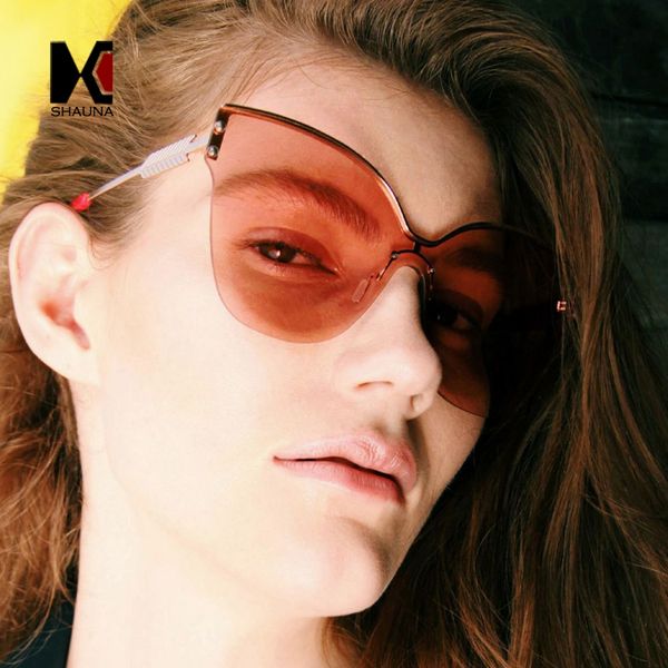 

shauna негабаритные полурамка cat eye солнцезащитные очки женщины моды открытый желтый розовый вс очки мужчины, White;black
