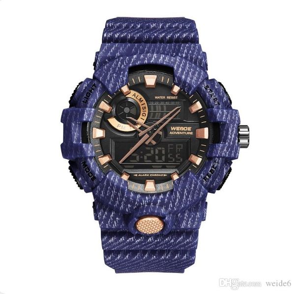 

weide-wa3j8007 кварцевые электронные часы с двойным дисплеем, будильник, секундомер, светящийся, многофункциональный, 50m, водонепроницаемые, Slivery;brown