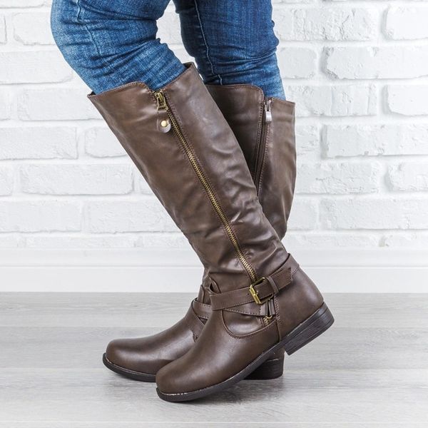 

monerffi women's boots autumn and winter new over the knee boots minimalist comfort plus cotton flat flock, Black
