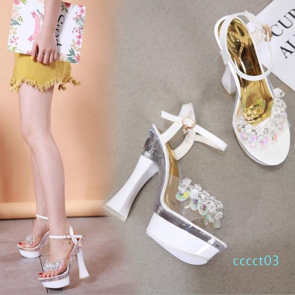 

plus size 34 to 42 43 bridal wedding shoes red white rhinestone crystal platform designer pumps 14cm ultra high heels, Black